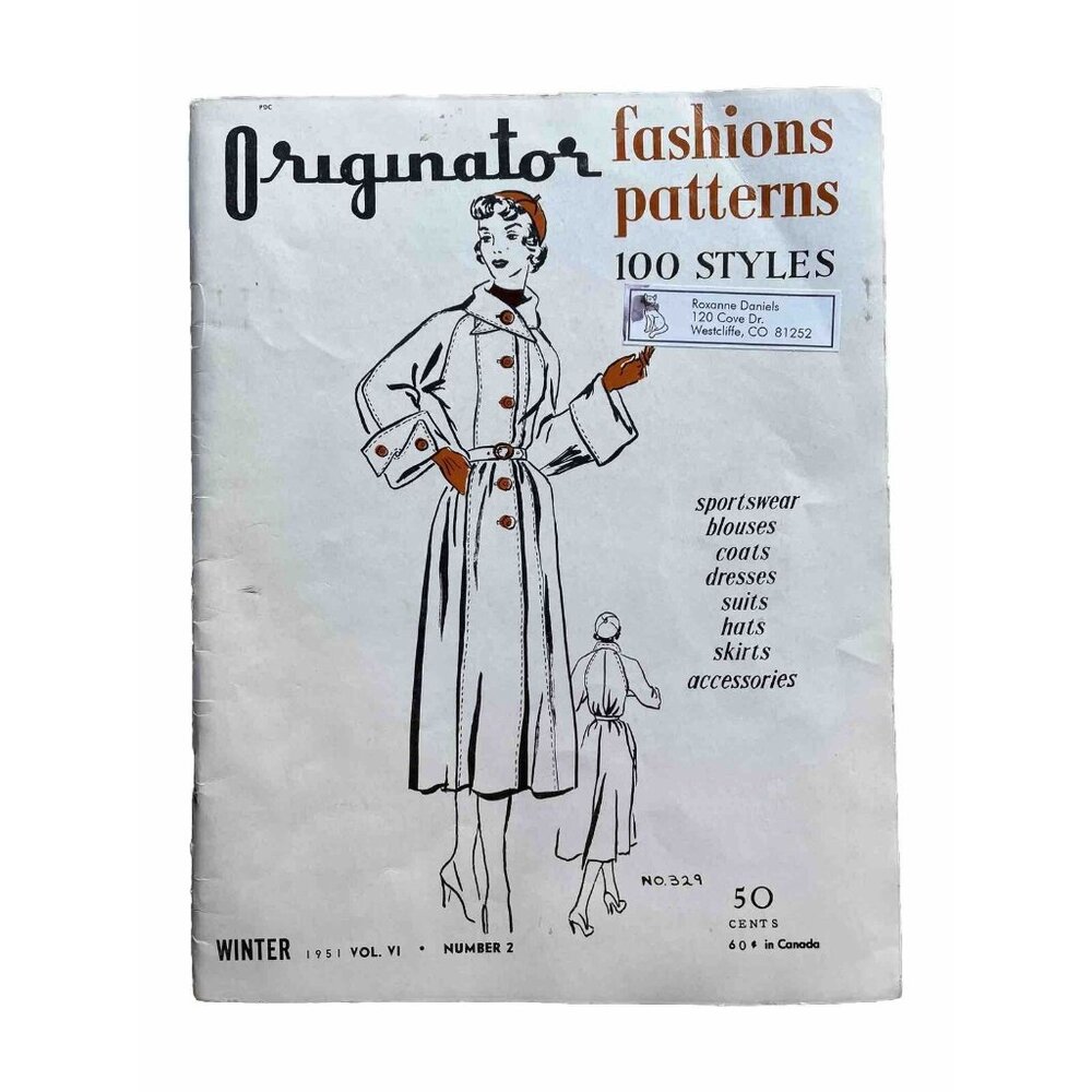 Originator Fashion Patterns Winter 1951 Fashion Sketches Costume Reference